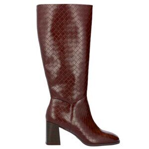 Free Assembly Women's Faux Leather Basketweave Texture Tall Boots, Size 9M